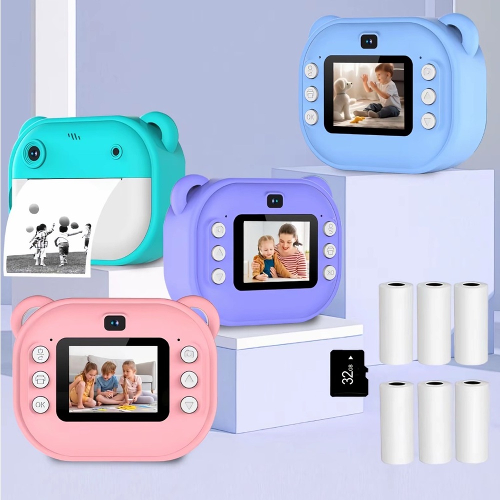 Cute Bear-Shaped Instant Print Cameras